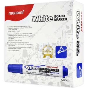 Marcadores de Agua para Pizarra Blanca Monami White Board Marker, Caja de 12 Piezas – Azul