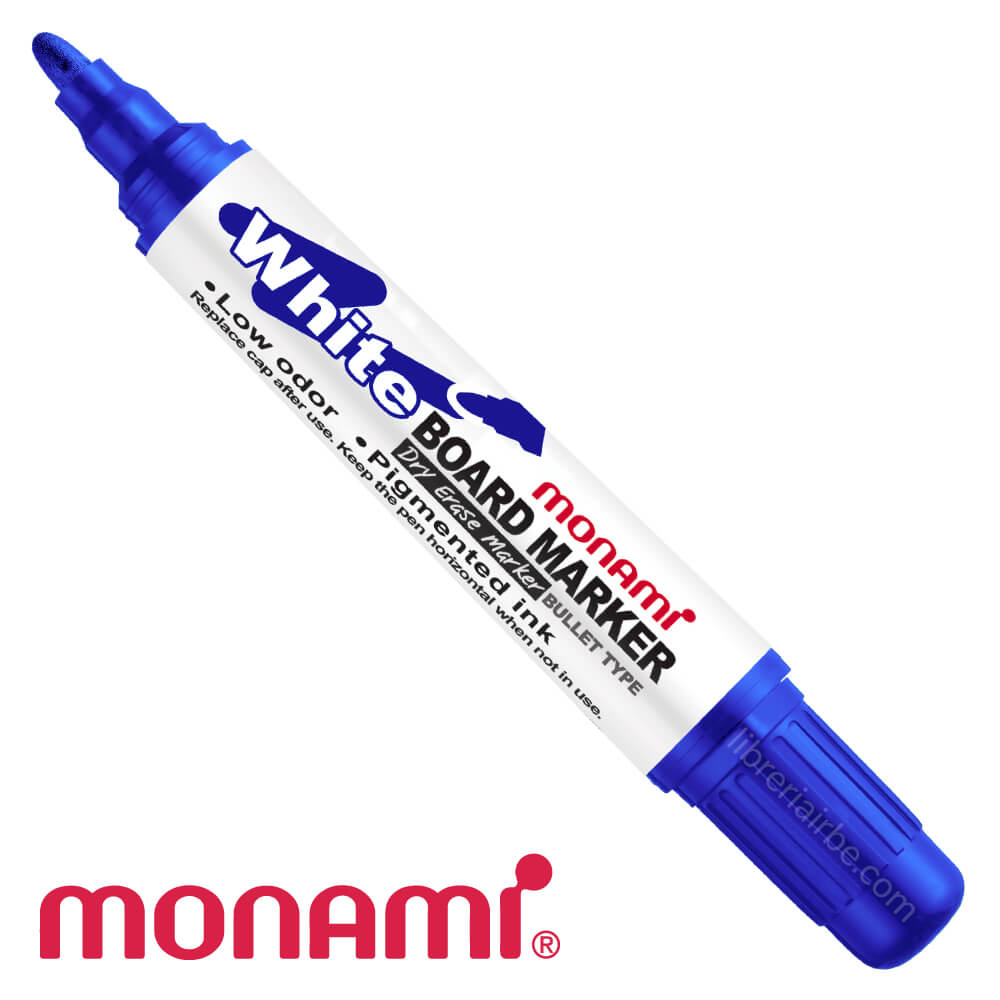 Marcadores de Agua para Pizarra Blanca Monami White Board Marker, Caja de 12 Piezas – Azul - Imagen 2